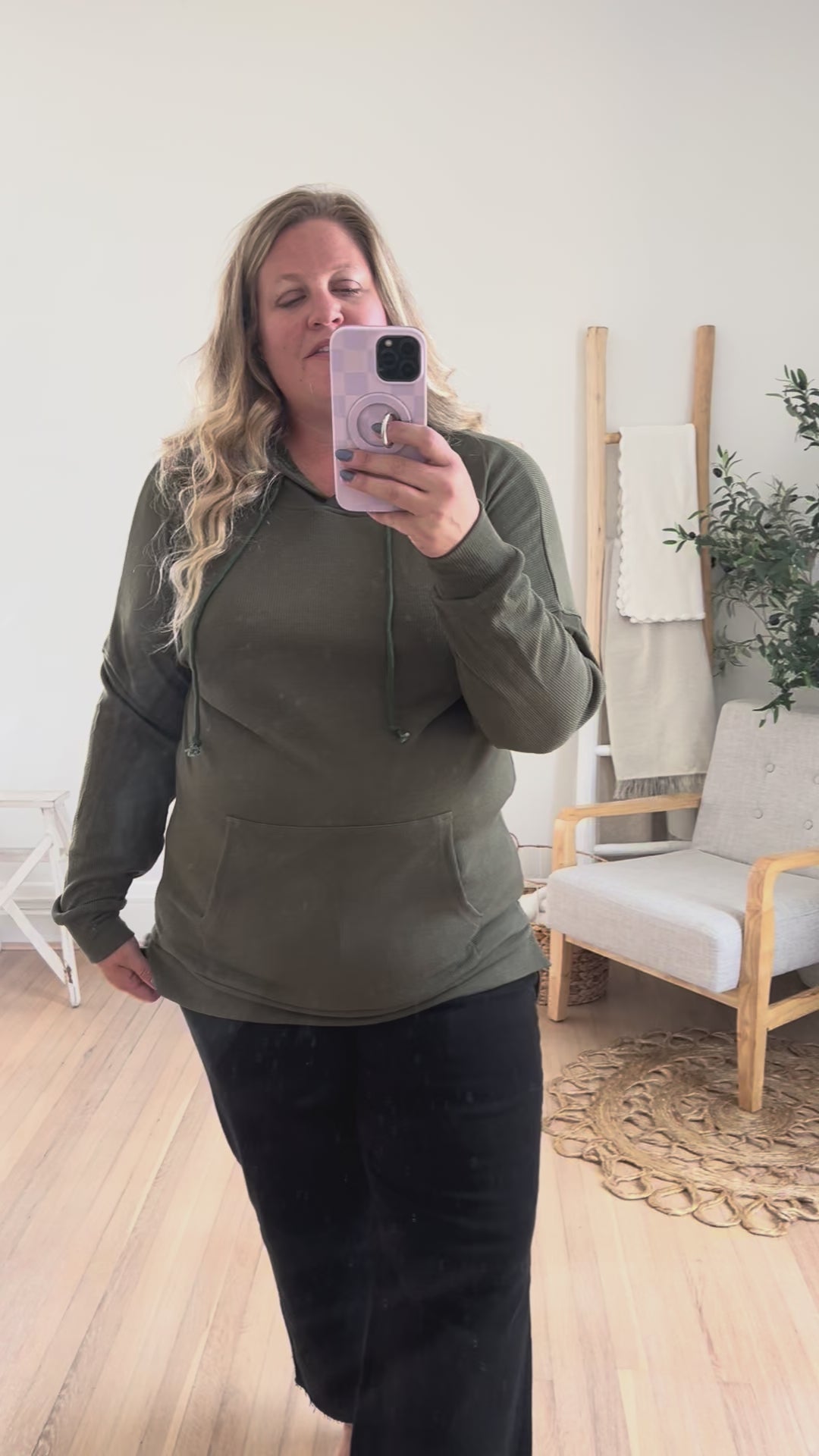 DOORBUSTER Kacey Ribbed Hoodie - Olive