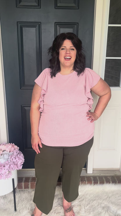 Alana Ruffle Sleeve Top - Mauve