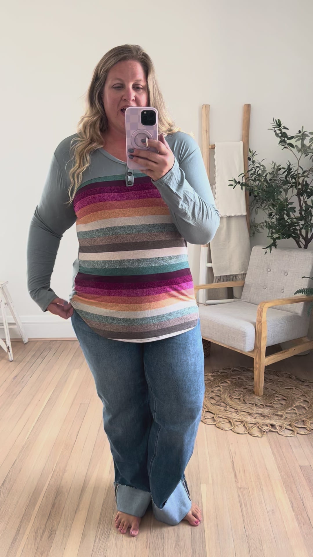 DOORBUSTER Colorful Stripe Long Sleeve Top