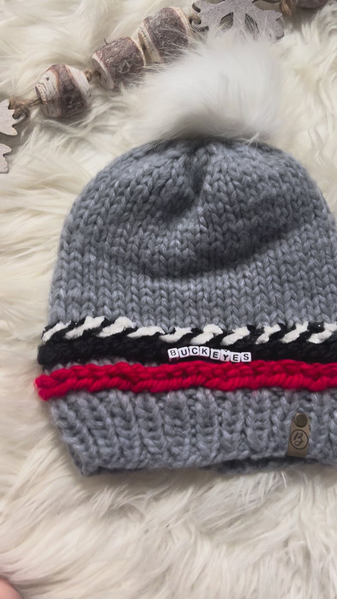 Friendship Bracelet Knitted Beanie - Buckeyes
