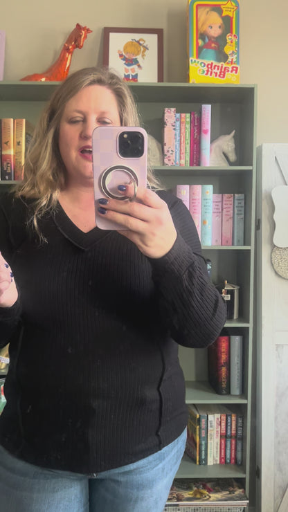 Mia Black V-neck Top