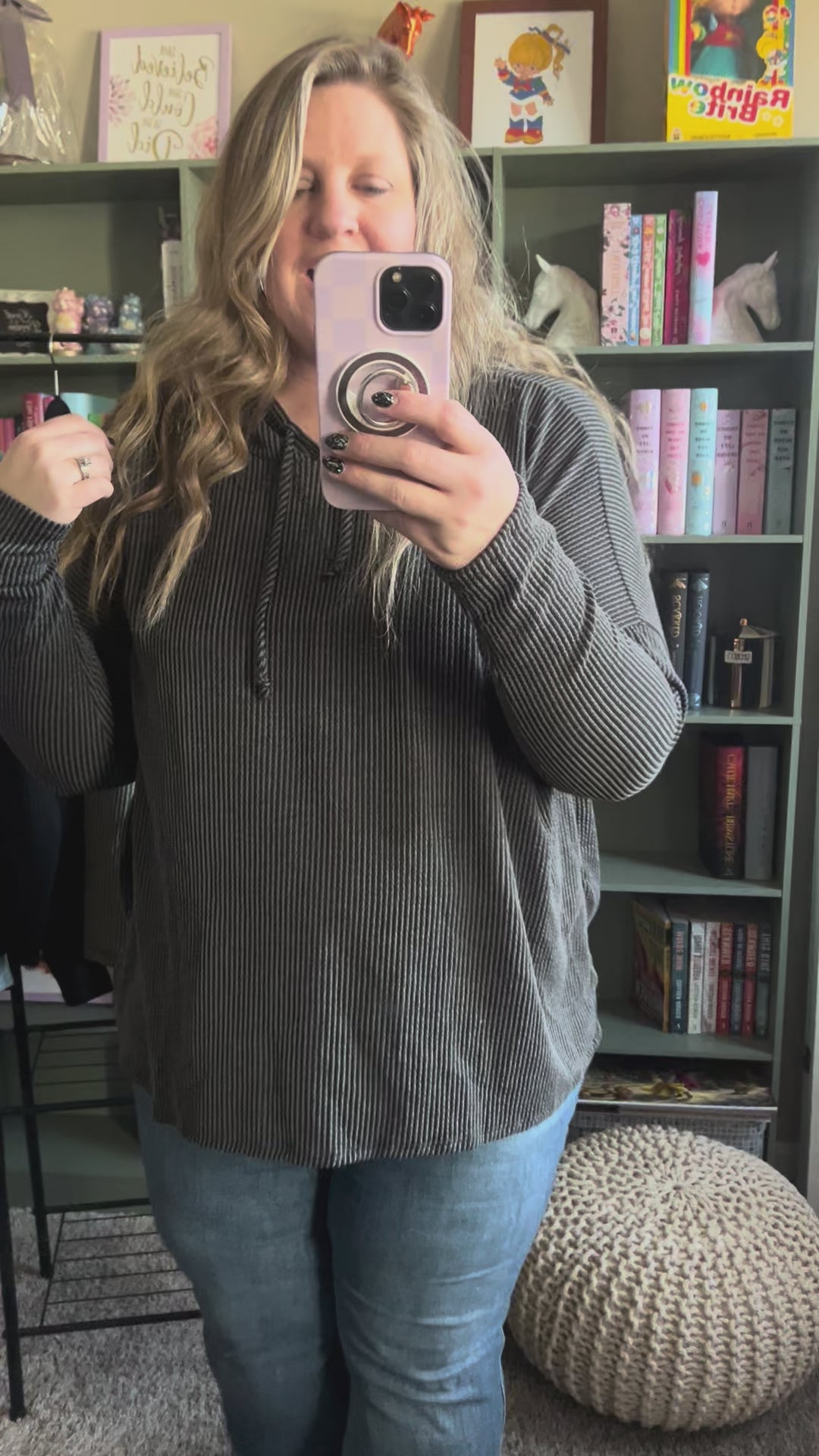 Load video: Charcoal Hooded Top