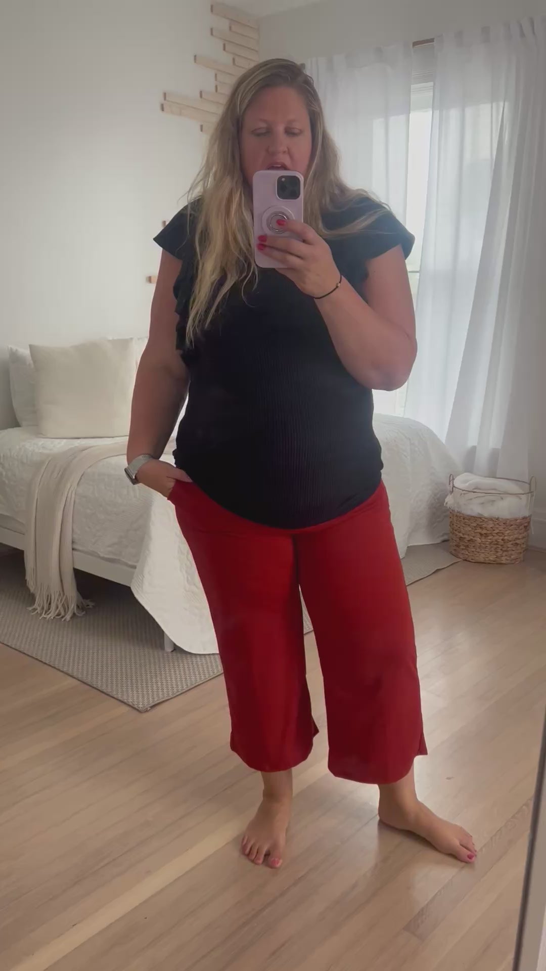 Lucy Wide Leg Stretchy Crop Pants - Rust