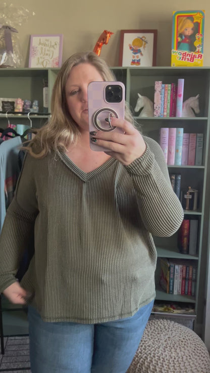 Khloe V-neck Top - Olive