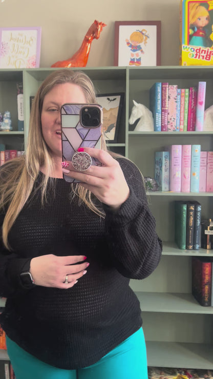 Sutton Black Waffle Knit Top