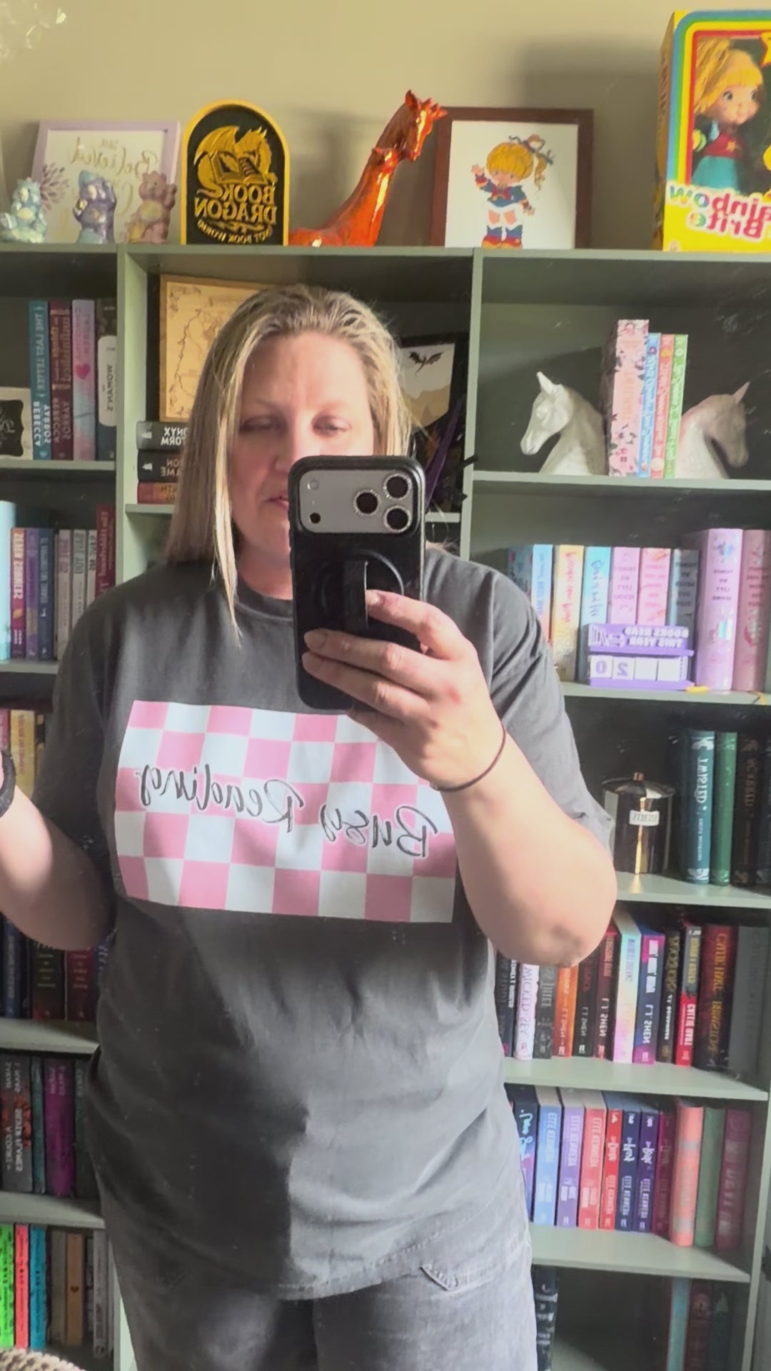 Busy Reading Checkered Tee
