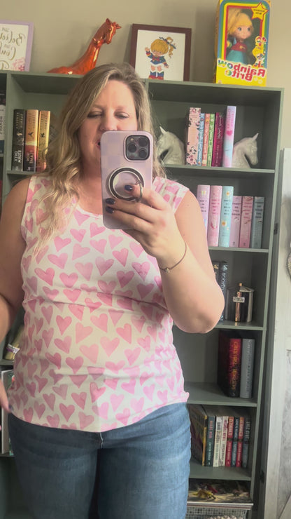 Ava Tank - Blushing Pink Hearts