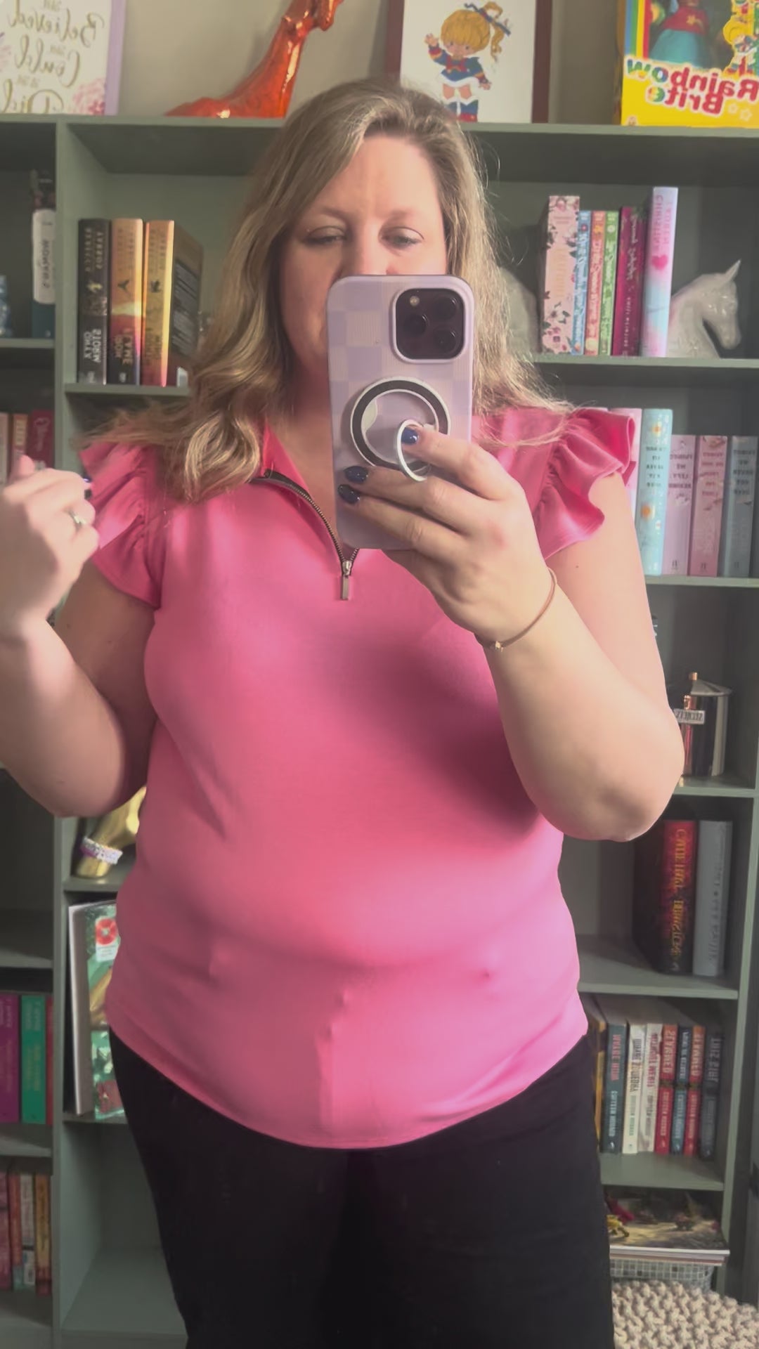 Load video: Zoey Zip Top - Pink