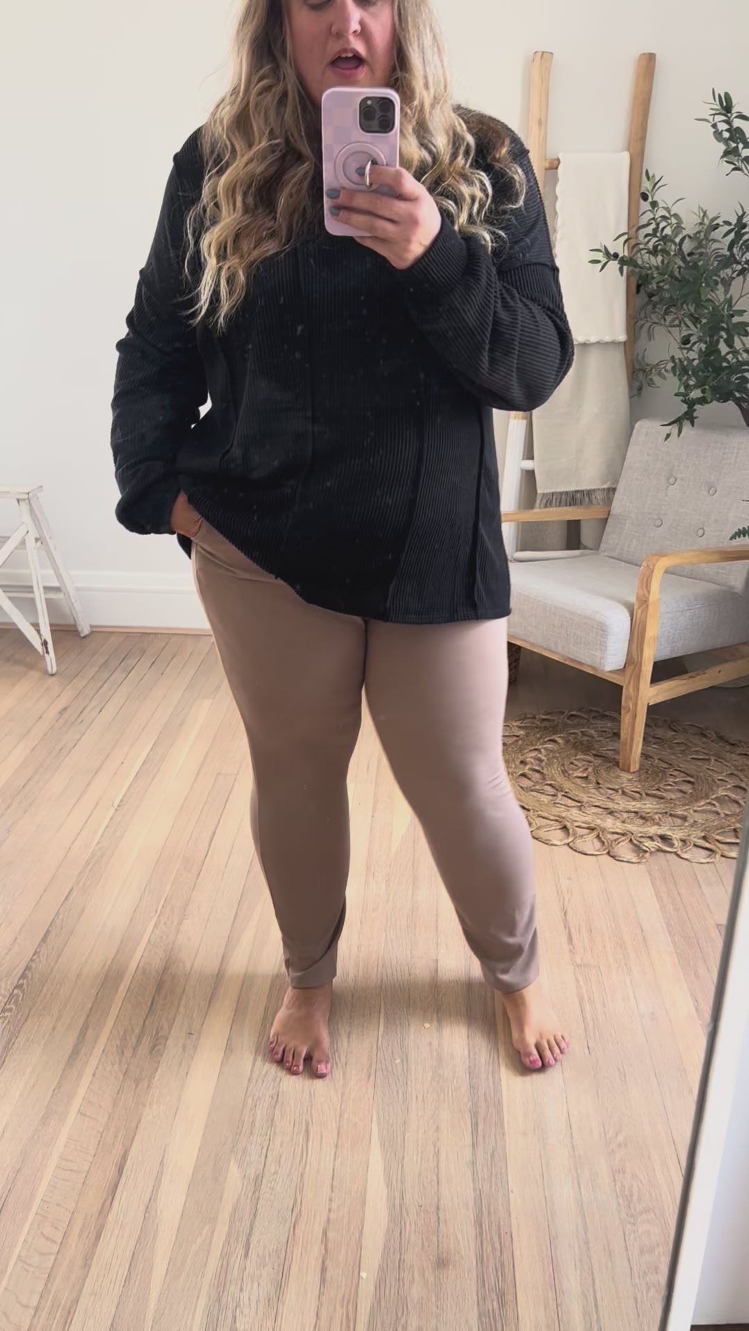 Leah Stretchy Straight Leg Pants - Mocha