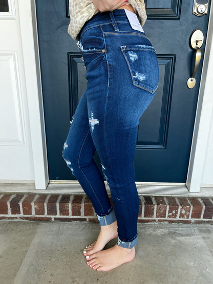 Kancan Harper Button-up Cuffed Skinny Jeans