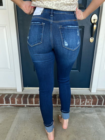 Kancan Harper Button-up Cuffed Skinny Jeans