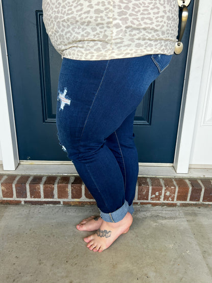 Kancan Harper Button-up Cuffed Skinny Jeans