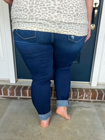 Kancan Harper Button-up Cuffed Skinny Jeans